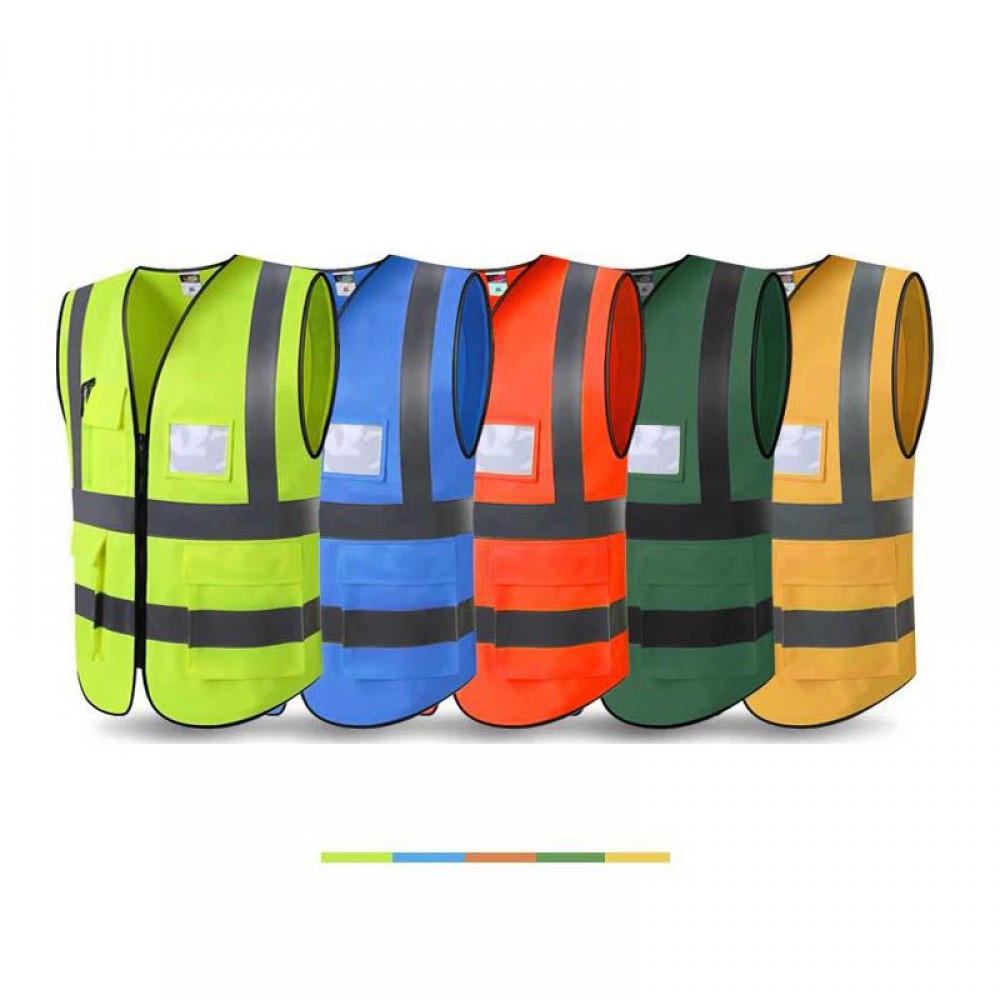 Custom Printed Reflective Safety Vest High Visibility Reflective Tape With Pockets And Front Zipper Custom Printed Reflective Safety Vest High Visibility Reflective Tape With Pockets And Front Zipper