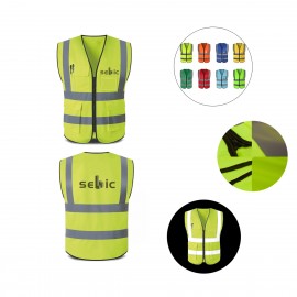 High Visibility Safety Vest W/ Reflective Strip with logo