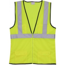 Yellow Mesh Zipper Safety Vest (2X-Large/3X-Large) with logo