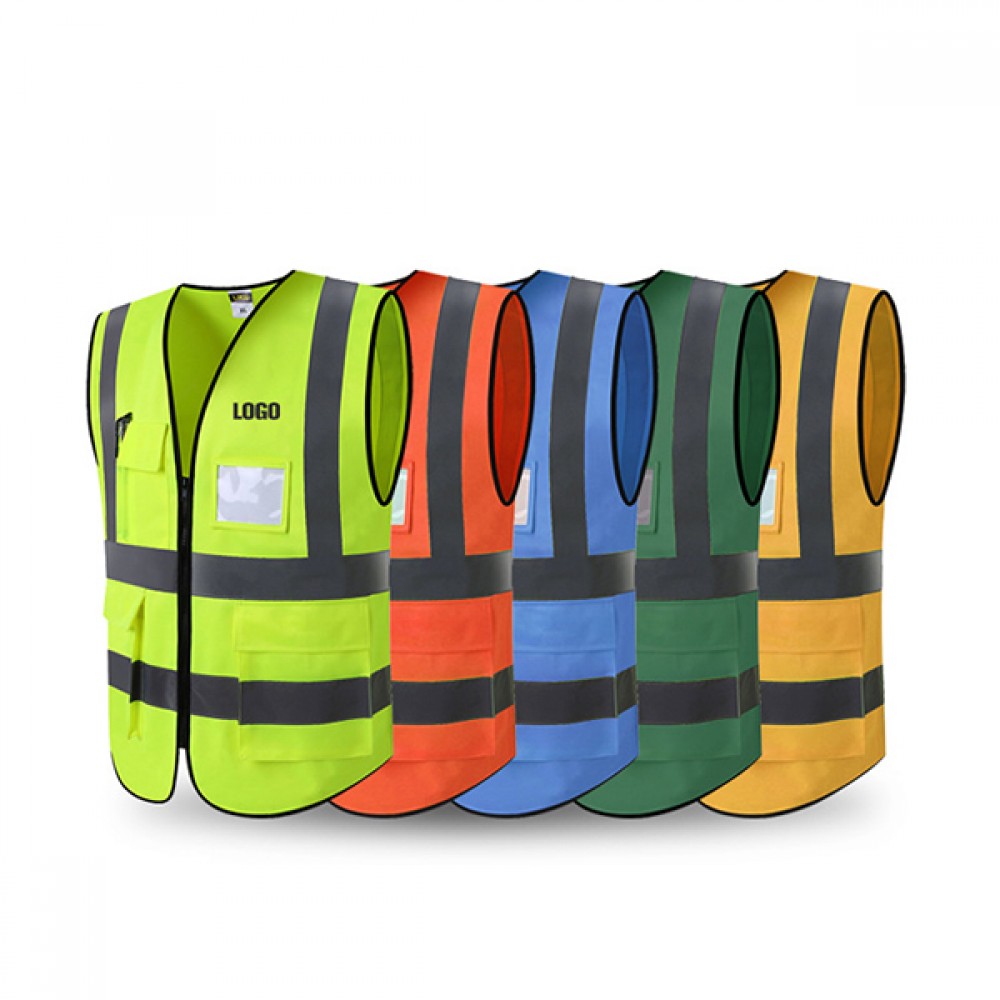 High Visibility Safety Vest W/ Reflective Strip Custom Printed High Visibility Safety Vest W/ Reflective Strip Custom Printed
