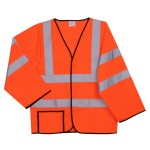 Custom Printed:Logo Branded Solid Orange Long Sleeve Safety Vest (Small/Medium)