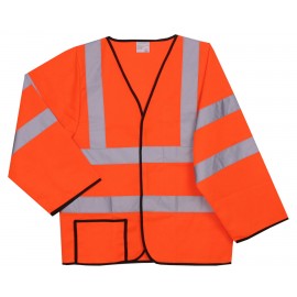 Custom Printed:Logo Branded Solid Orange Long Sleeve Safety Vest (Small/Medium)  Custom Printed:Logo Branded Solid Orange Long Sleeve Safety Vest (Small/Medium)