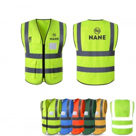 Promotional High Visibility Reflective Safety Vest w/ Multi Pockets