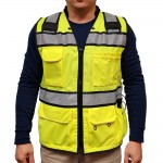 Custom Printed:Logo Branded Premium ANSI Class 2 Surveyor's Vest W/ Padded Collar, Tablet Pocket & Can Holder