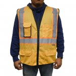 Custom Printed:Logo Branded 3C Products Non-ANSI, Goldenrod Safety Vest with Multi Pockets
