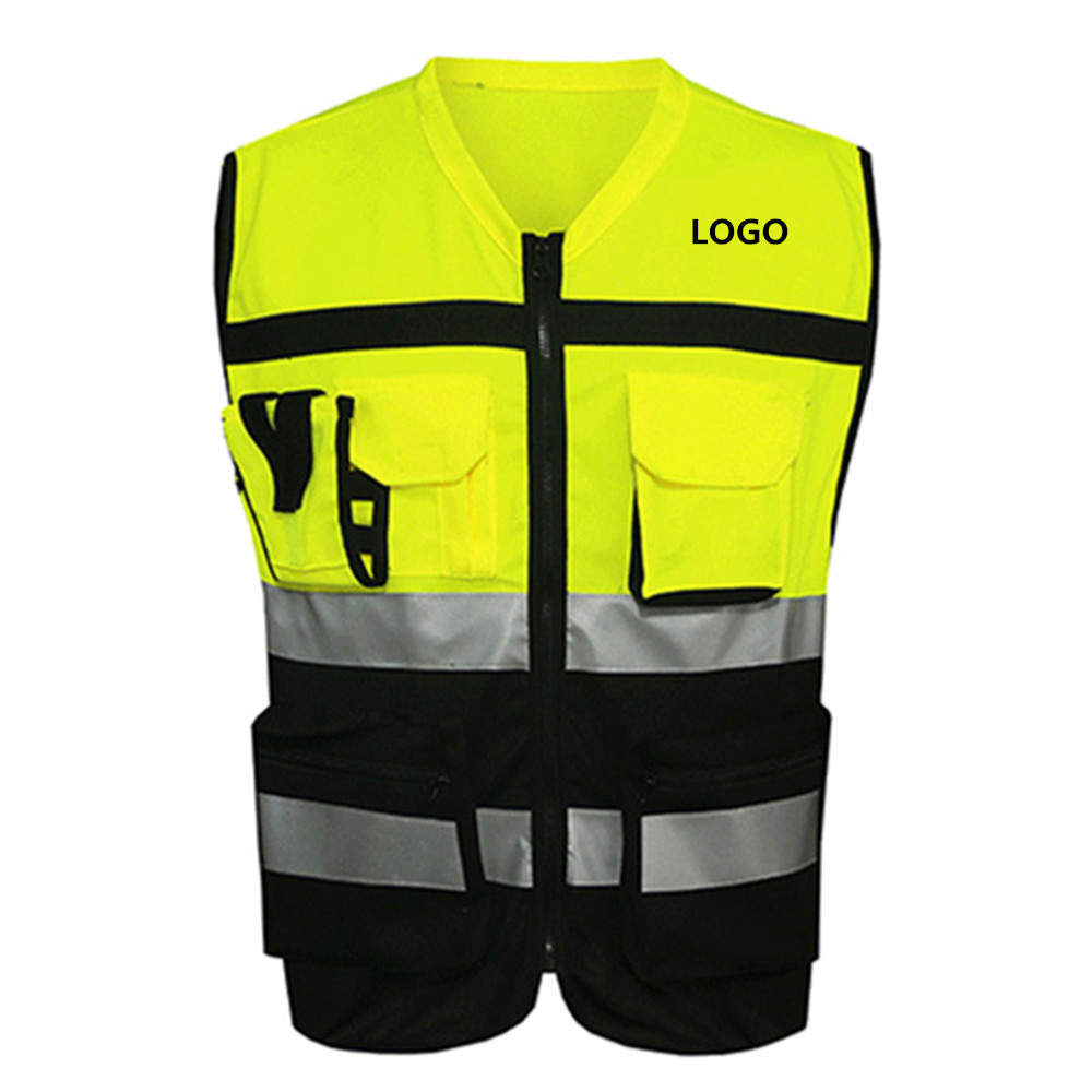 Custom Imprinted Breathable Reflective Safety Vest with Pockets and Zipper Custom Imprinted Breathable Reflective Safety Vest with Pockets and Zipper
