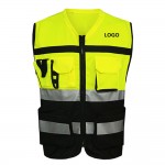 Custom Imprinted Breathable Reflective Safety Vest with Pockets and Zipper