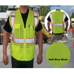 Custom 3C Products ANSI Class 2 Safety Vest Rice Mesh Neon Green with Pockets