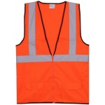 Custom Printed:Logo Branded Orange Solid Zipper Safety Vest (2X-Large/3X-Large)