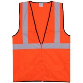 Orange Solid Zipper Safety Vest (2X-Large/3X-Large) with logo  Orange Solid Zipper Safety Vest (2X-Large/3X-Large) with logo