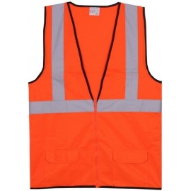 Custom Printed:Logo Branded Orange Solid Zipper Safety Vest (2X-Large/3X-Large)