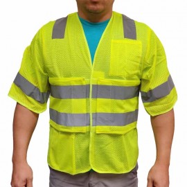 Promotional SV7350 Class 3 Safety Vest With " X " Reflective Stripe On Back