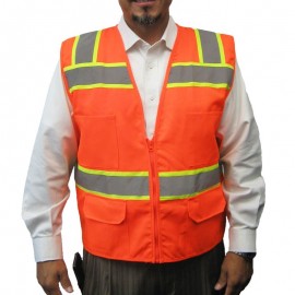 3C Products ANSI Class 2 107-2015 Surveyor Safety Vest With "X" Reflective Striping On Back with logo