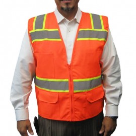 3C Products ANSI Class 2 107-2015 Surveyor Safety Vest With "X" Reflective Striping On Back with logo  3C Products ANSI Class 2 107-2015 Surveyor Safety Vest With "X" Reflective Striping On Back with logo