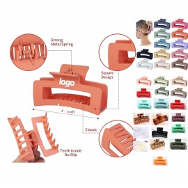 Full Color Acrylic Rectangle Hair Claw Clip Logo Branded
