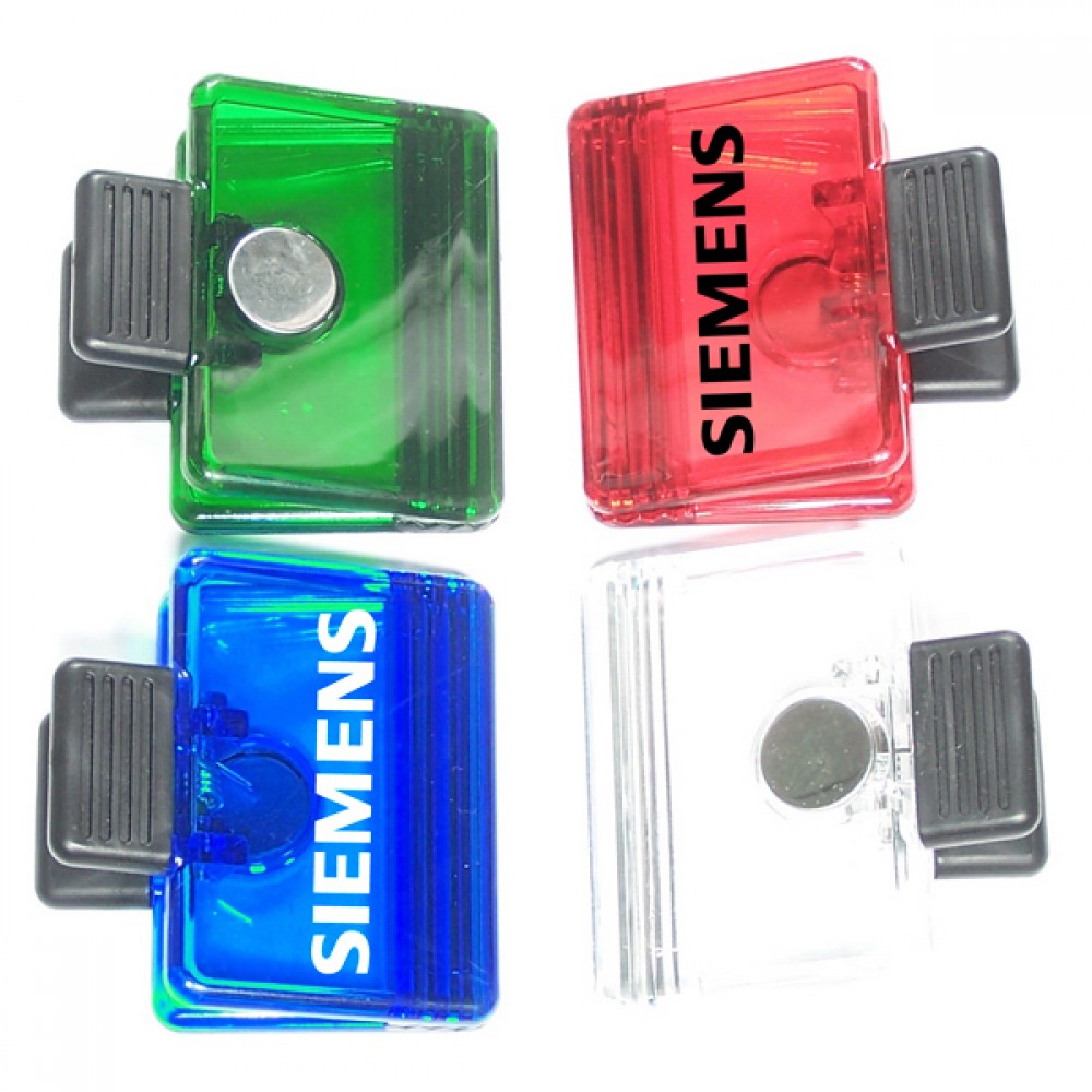 Jumbo Size Rectangular Magnetic Memo Clip w/Strong Grip with Logo