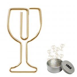 Wine Glass Paper Clips in Tin Box with Logo