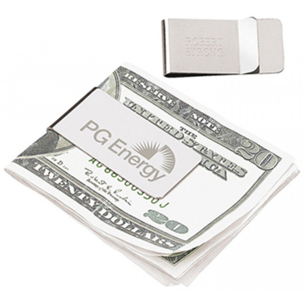 Stainless Steel Executive Money Clip with Logo