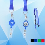 Promotional Round Retractable Badge Holder with Large Lanyard