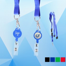Round Retractable Badge Holder with Large Lanyard with Logo