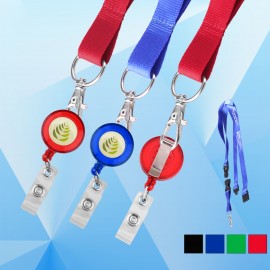 Promotional Round 24" Retractable Badge Holder with Large Lanyard