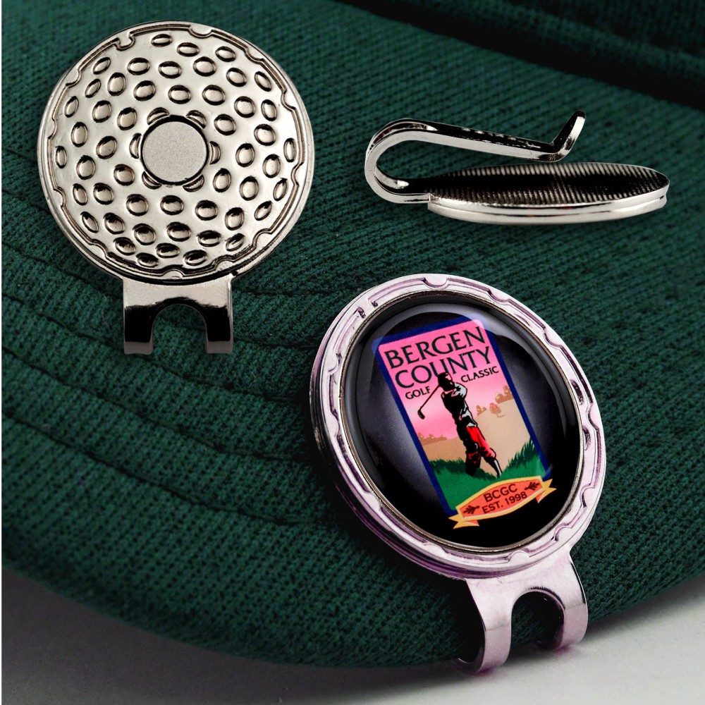 Golf Hat Clip w/Full Color Ball Marker with Logo Golf Hat Clip w/Full Color Ball Marker with Logo