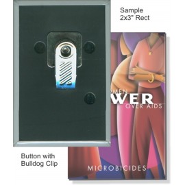 Custom Buttons - 2X3 Inch Rectangle, Bulldog Clip with Logo