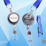 Round 24" Metal Retractable Badge Holder with Large Lanyard with Logo