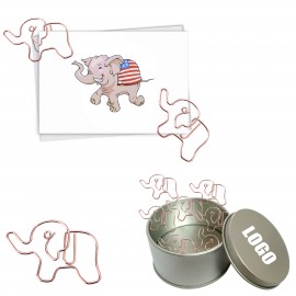 Logo Branded Animal Elephant Shaped Paper Clips In Tin Box