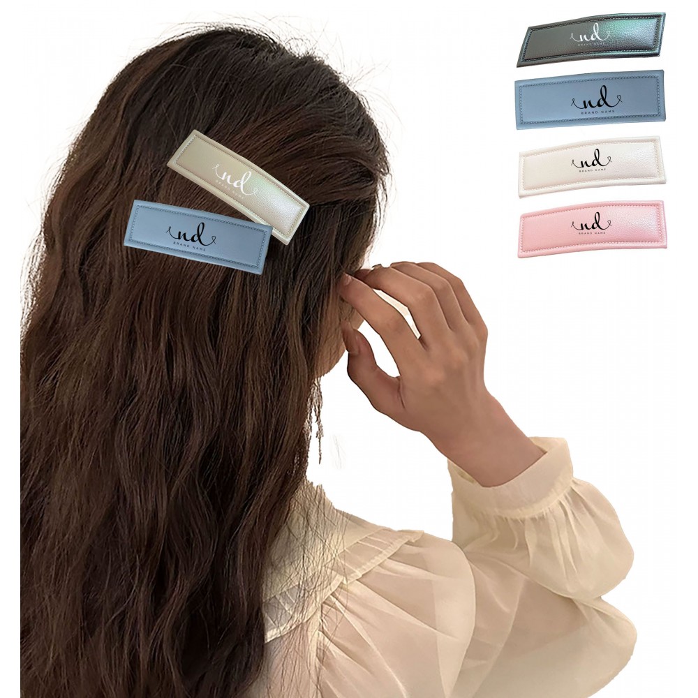 PU Metal Snap Hair Clips with Logo