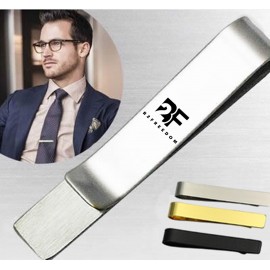 Logo Branded Tie Bar Tie Clip for Regular Neck tie Gold Silver Black