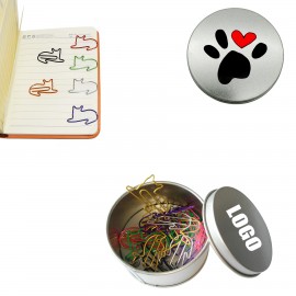 Promotional Cat Shaped Paper Clips in Tin Box