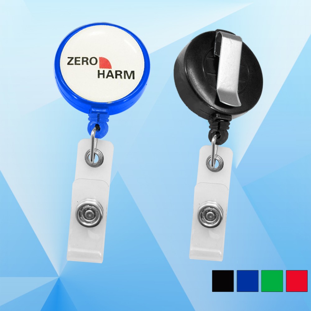 Round Retractable Badge Holder with Logo