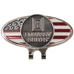 Custom American Flag Oval Hat Clip w/ Round Golf Ball Marker (Die Struck)
