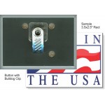Logo Branded Custom Buttons - 3 1/2 X 2 1/2 Inch Rectangle, Bulldog Clip