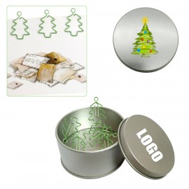 Custom Christmas Tree Shaped Paper Clips in Tin Box