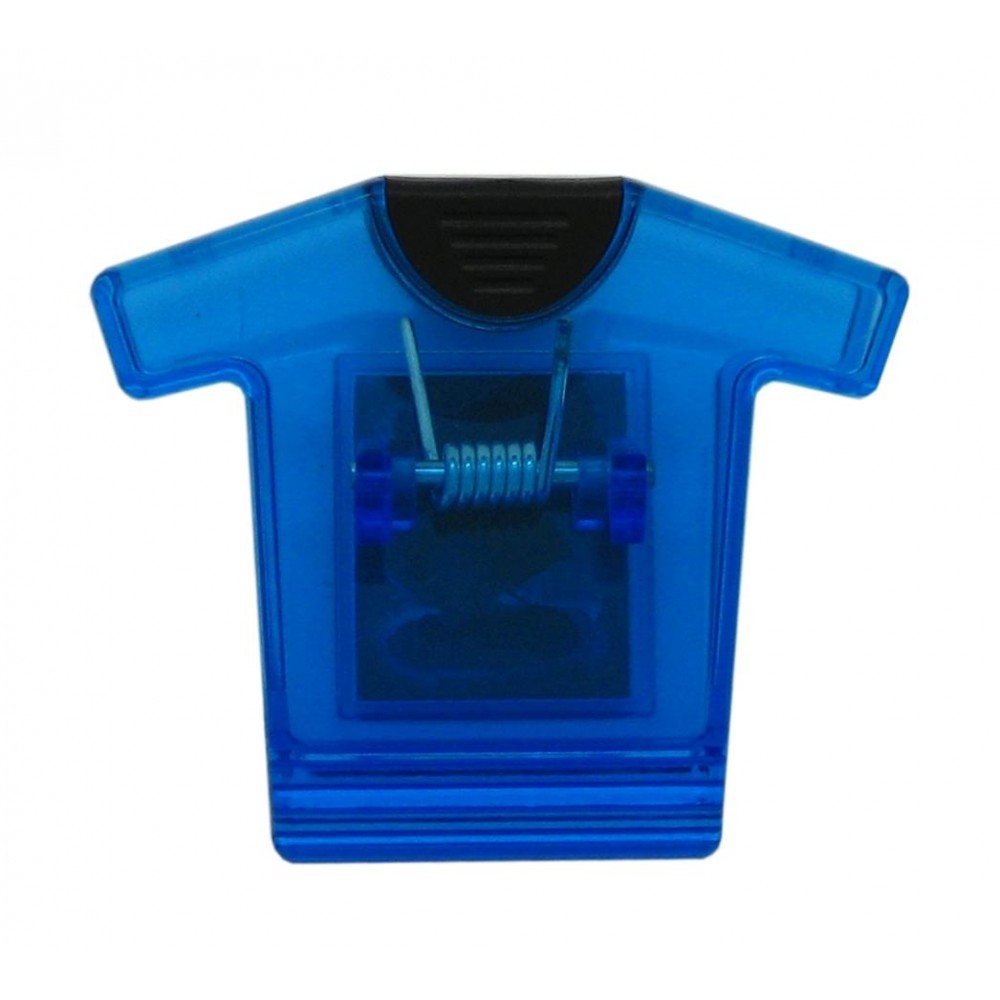 Magnetic Shirt Memo Clip - Translucent Blue with Logo
