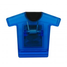 Magnetic Shirt Memo Clip - Translucent Blue with Logo