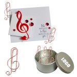 Custom Music Clef Shaped Paper Clips In Tin Box