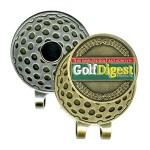 Logo Branded Classic Round Golf Ball Hat Clip w/ Golf Ball Marker (Die Struck)
