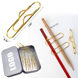 Logo Branded Gold Jumbo Paper Clips Pen Holder In Tin Box