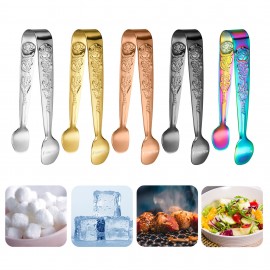Logo Branded 4.1" L Stainless Steel Mini Serving Tongs Ice Clip