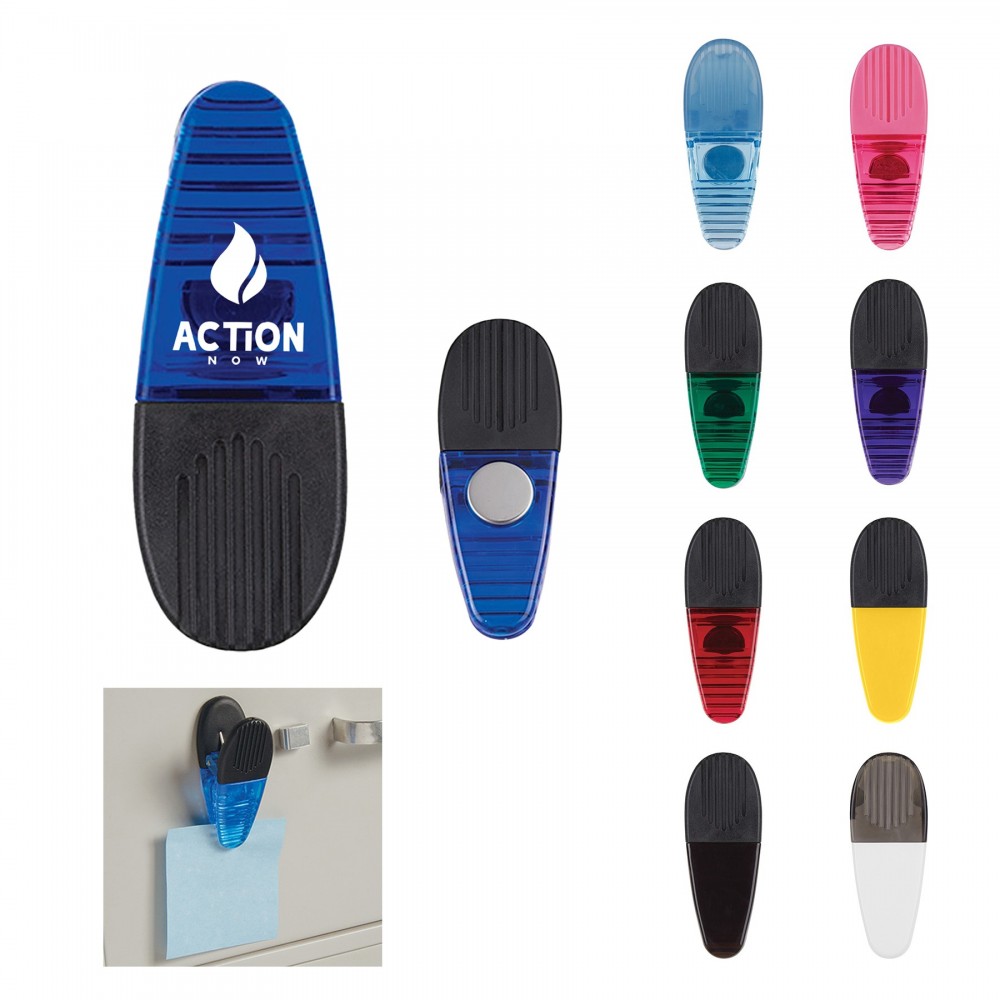 Logo Branded Jumbo Size Magnetic Memo Clip Holder w/Strong Grip