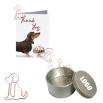 Personalized Dog Shaped Paper Clips in Tin Box