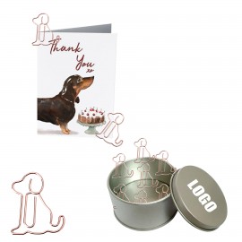 Logo Branded Dog Shaped Paper Clips in Tin Box