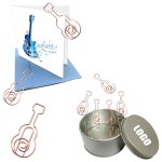 Logo Branded Guitar Shaped Paper Clips In Tin Box