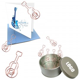 Promotional Guitar Shaped Paper Clips in Tin Box  Promotional Guitar Shaped Paper Clips in Tin Box