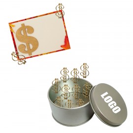 Money Dollar Shaped Paper Clips in Tin Box with Logo
