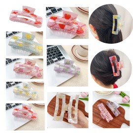 Logo Branded Full color printing Hair Clips Claw Fruit Style Hair Accesories ( Large )