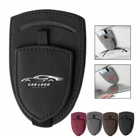 Travel Safety Leather Car Glasses Clip And Card Holder Custom Imprinted